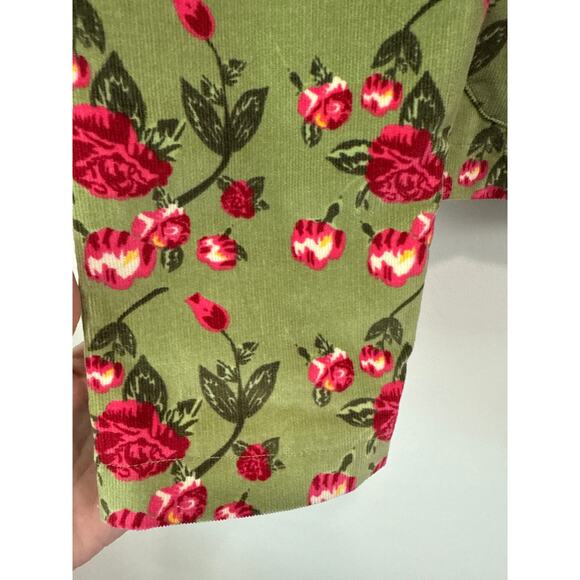 Vintage Inspired Rose Floral Green Corduroy Blazer Jacket Sz M Retro Girl Boss - Picture 5 of 9